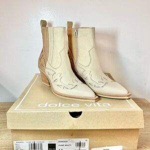 Dolce Vita Ramson Booties Dune Multi Nubuck Cowboy Boots Shoe Size 5.5 Leather